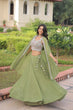 Load image into Gallery viewer, Pista Georgette Lehenga Choli with Shrug ClothsVilla