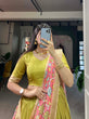 Load image into Gallery viewer, Alluring Pista Green Dola Silk Lehenga Choli with Enchanting Kalamkari Prints ClothsVilla