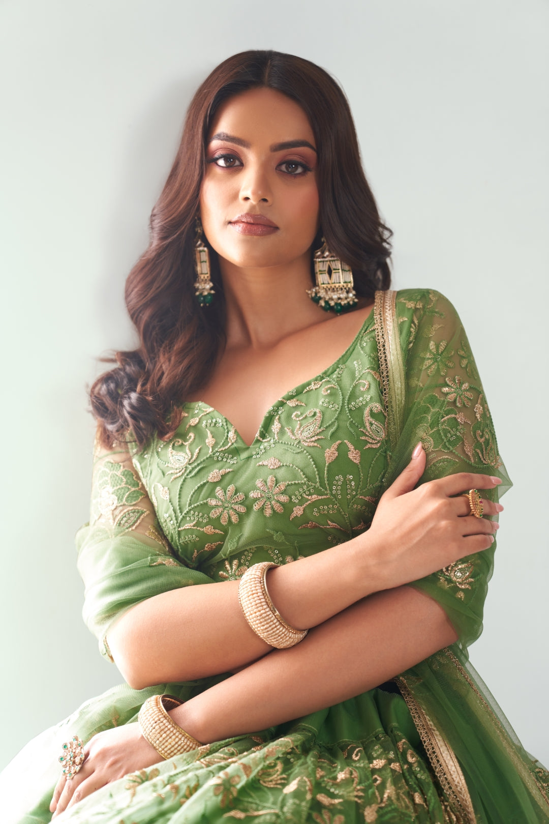 Pista Green Graceful  Butterfly Net Lehenga with Exquisite Embroidery