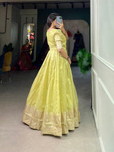 Load image into Gallery viewer, Pista Green Handwoven Khadi Organza Gown with Exquisite Zari Detailing ClothsVilla