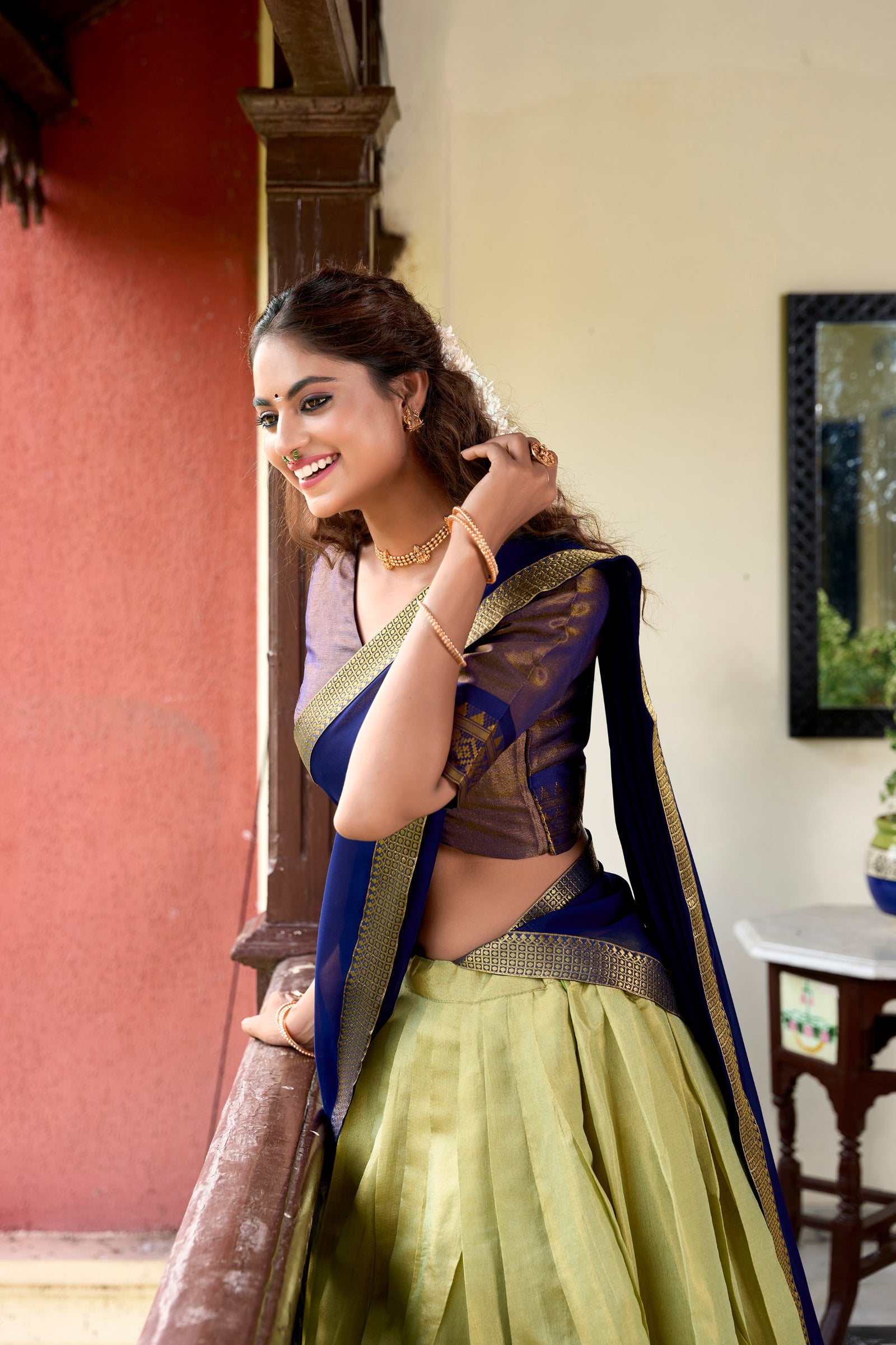 Pista Kanchipuram Lehenga Choli – Heritage Redefined with Regal Zari Weaving
