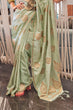Load image into Gallery viewer, Pista Luxurious Pure Silk Banarasi Saree with Unstitched Blouse Piece ClothsVilla