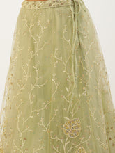 Load image into Gallery viewer, Pista Net Sequinse Work Semi-Stitched Lehenga &amp; Unstitched Blouse, Dupatta ClothsVilla