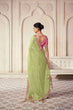 Load image into Gallery viewer, Pista Organza Cording Foil Embroidered Saree with Silk Digital Blouse ClothsVilla