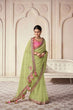 Load image into Gallery viewer, Pista Organza Cording Foil Embroidered Saree with Silk Digital Blouse ClothsVilla