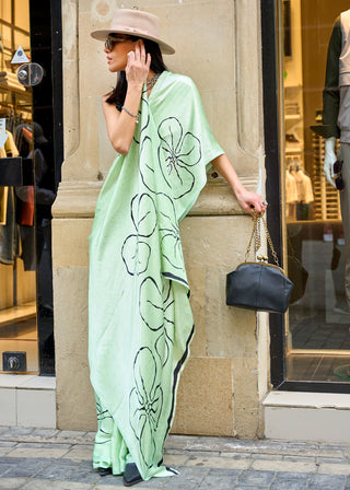 Pista Queen Digital Printed Satin Crepe Saree with Blouse Piece – Festive & Partywear ClothsVilla