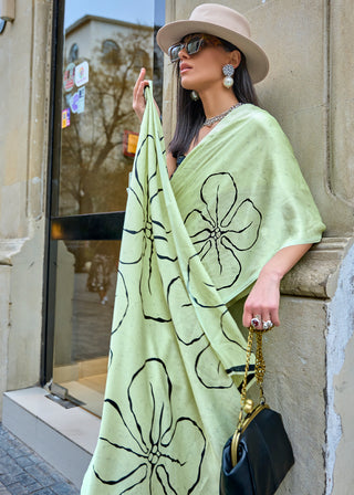 Pista Queen Digital Printed Satin Crepe Saree with Blouse Piece – Festive & Partywear ClothsVilla