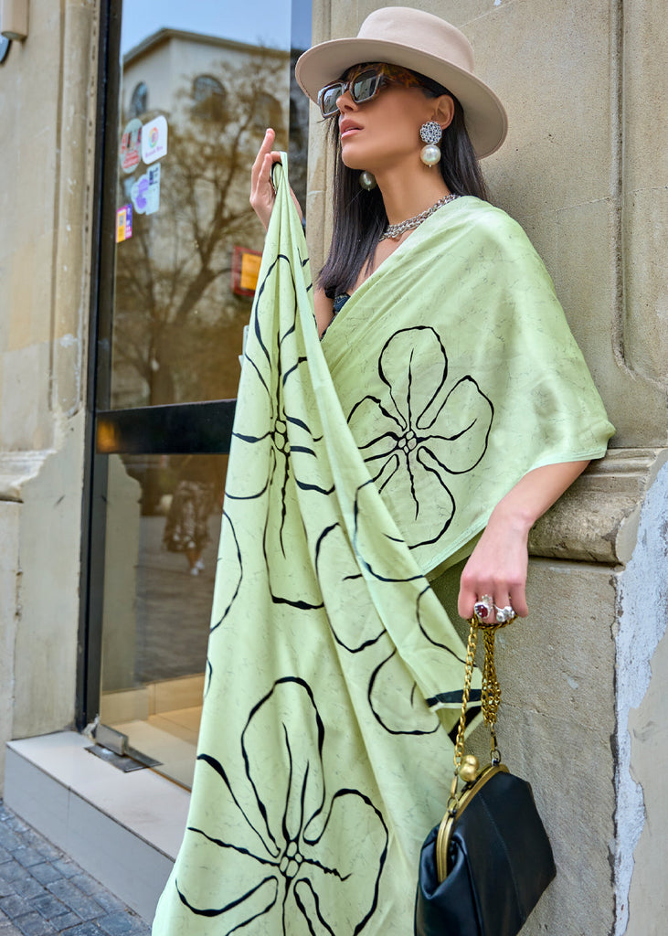 Pista Queen Digital Printed Satin Crepe Saree with Blouse Piece – Festive & Partywear ClothsVilla