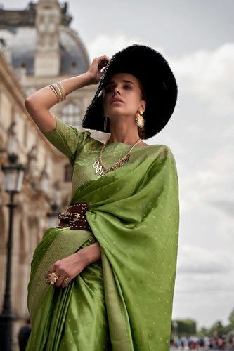 Pista Traditional Woven Satin Silk Blend Saree with Blouse Piece – Festive & Partywear ClothsVilla