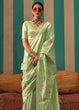 Load image into Gallery viewer, Pista Woven Cotton Silk Blend Linen Saree with Unstitched Blouse ClothsVilla