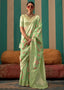 Pista Woven Cotton Silk Blend Linen Saree with Unstitched Blouse ClothsVilla