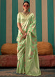 Load image into Gallery viewer, Pista Woven Cotton Silk Blend Linen Saree with Unstitched Blouse ClothsVilla