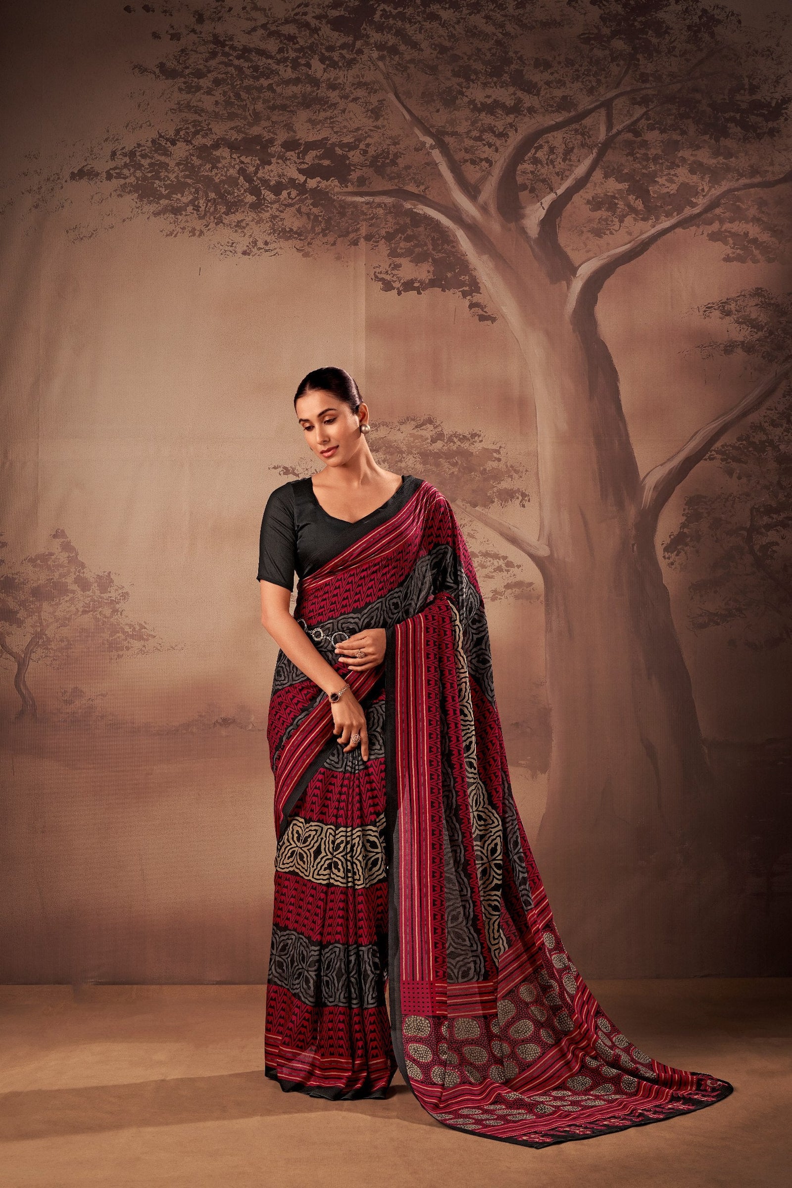 Poly Mal Cotton Printed Saree ClothsVilla