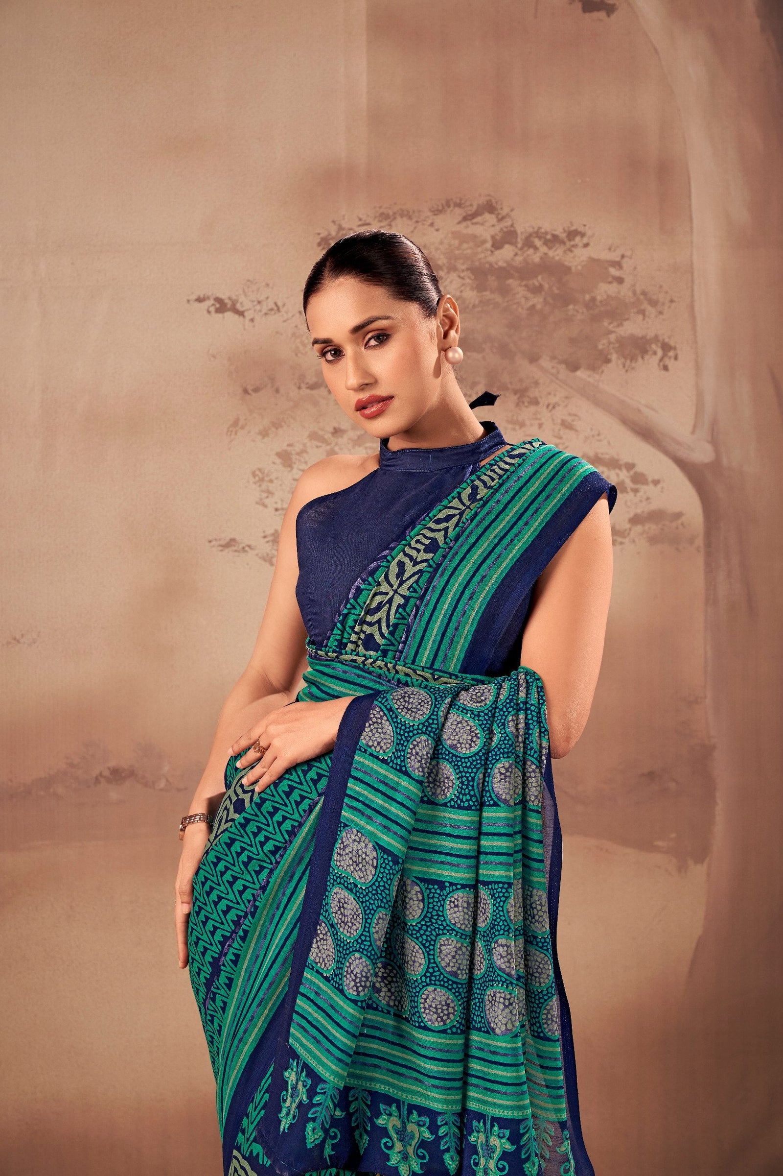 Poly Mal Cotton Printed Saree ClothsVilla