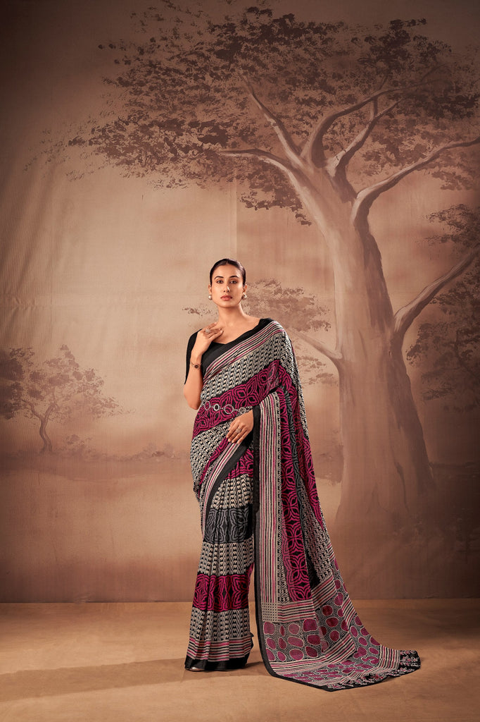 Poly Mal Cotton Printed Saree ClothsVilla