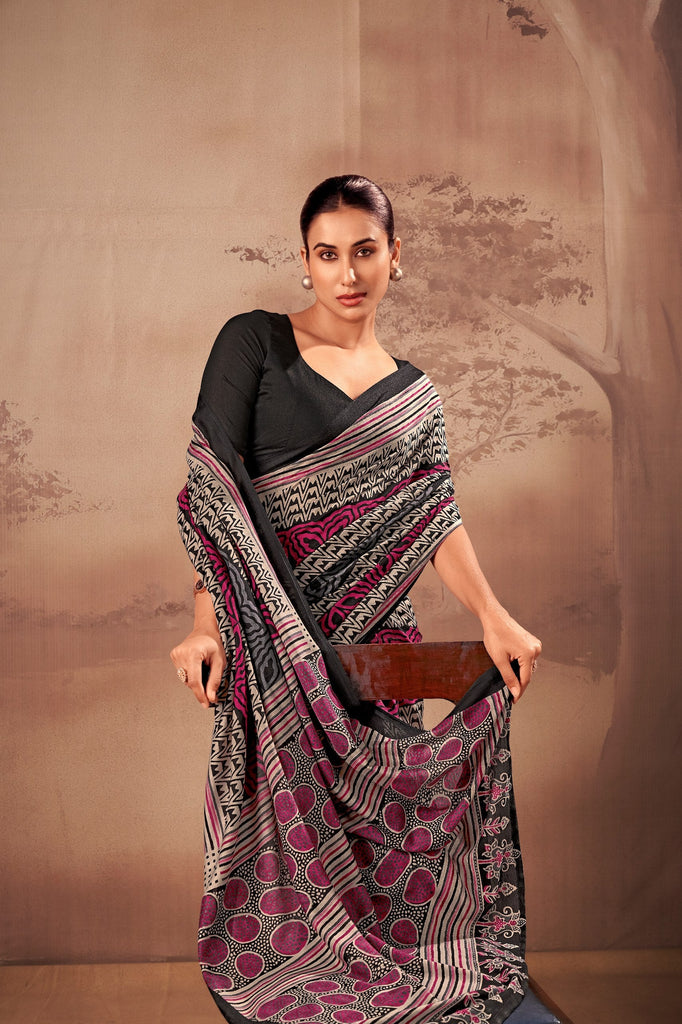 Poly Mal Cotton Printed Saree ClothsVilla