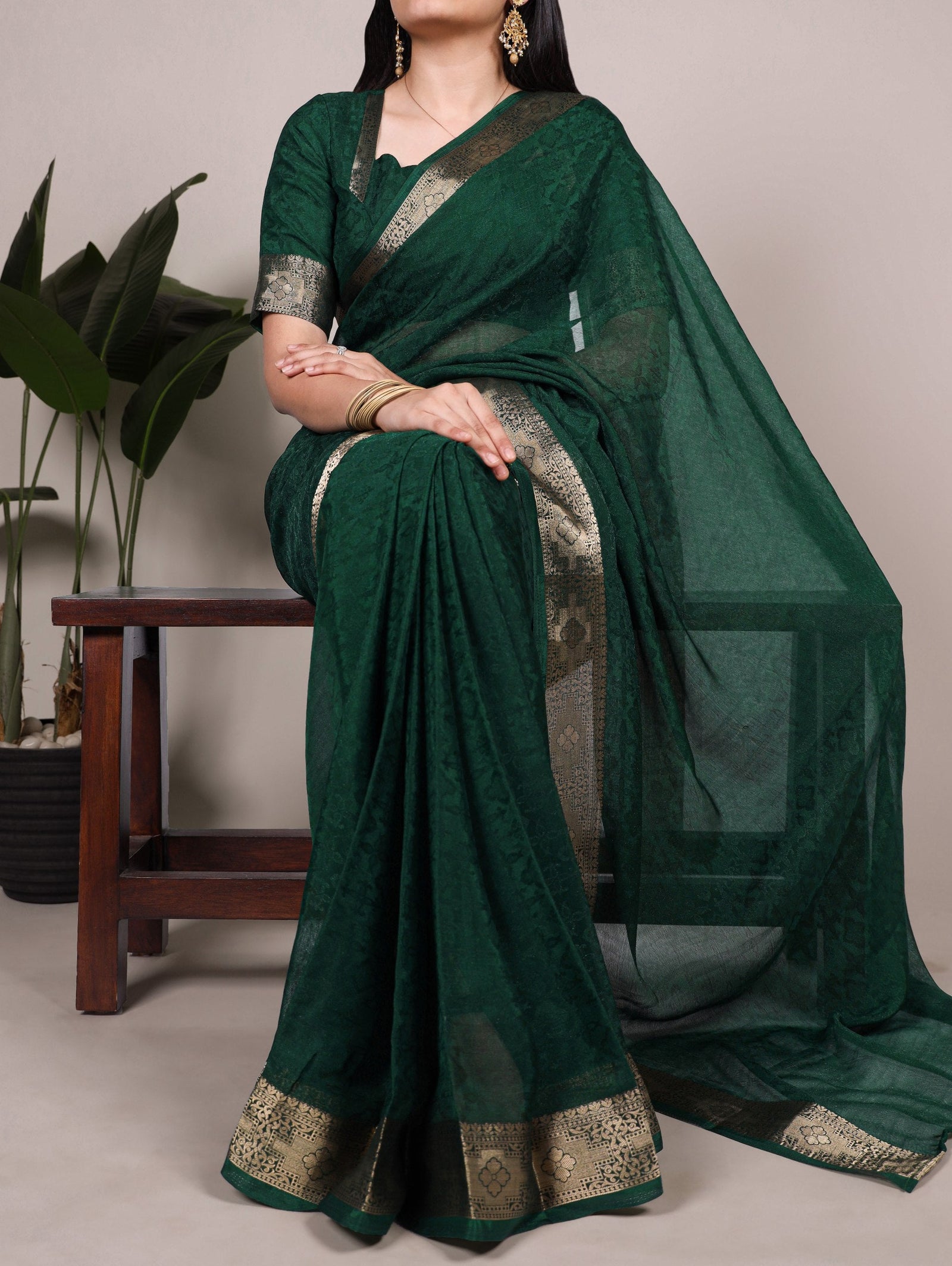 Poly Shimmer Zari Weaving Saree with Matching Unstitched Blouse Piece – Festive & Wedding Party Wear Saree for Women ClothsVilla.com