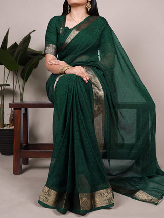 Poly Shimmer Zari Weaving Saree with Matching Unstitched Blouse Piece – Festive & Wedding Party Wear Saree for Women ClothsVilla.com