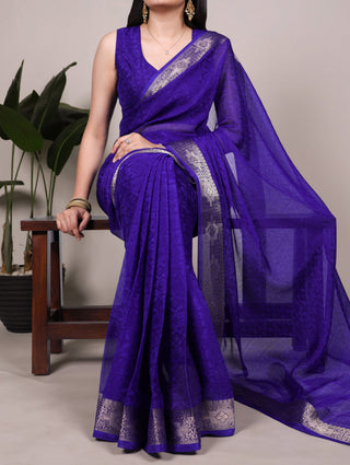 Poly Shimmer Zari Weaving Saree with Matching Unstitched Blouse Piece – Festive & Wedding Party Wear Saree for Women ClothsVilla.com