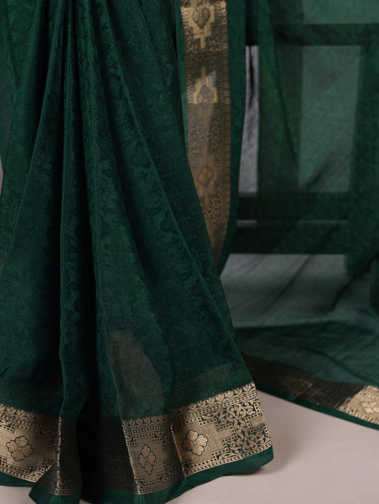 Poly Shimmer Zari Weaving Saree with Matching Unstitched Blouse Piece – Festive & Wedding Party Wear Saree for Women ClothsVilla.com