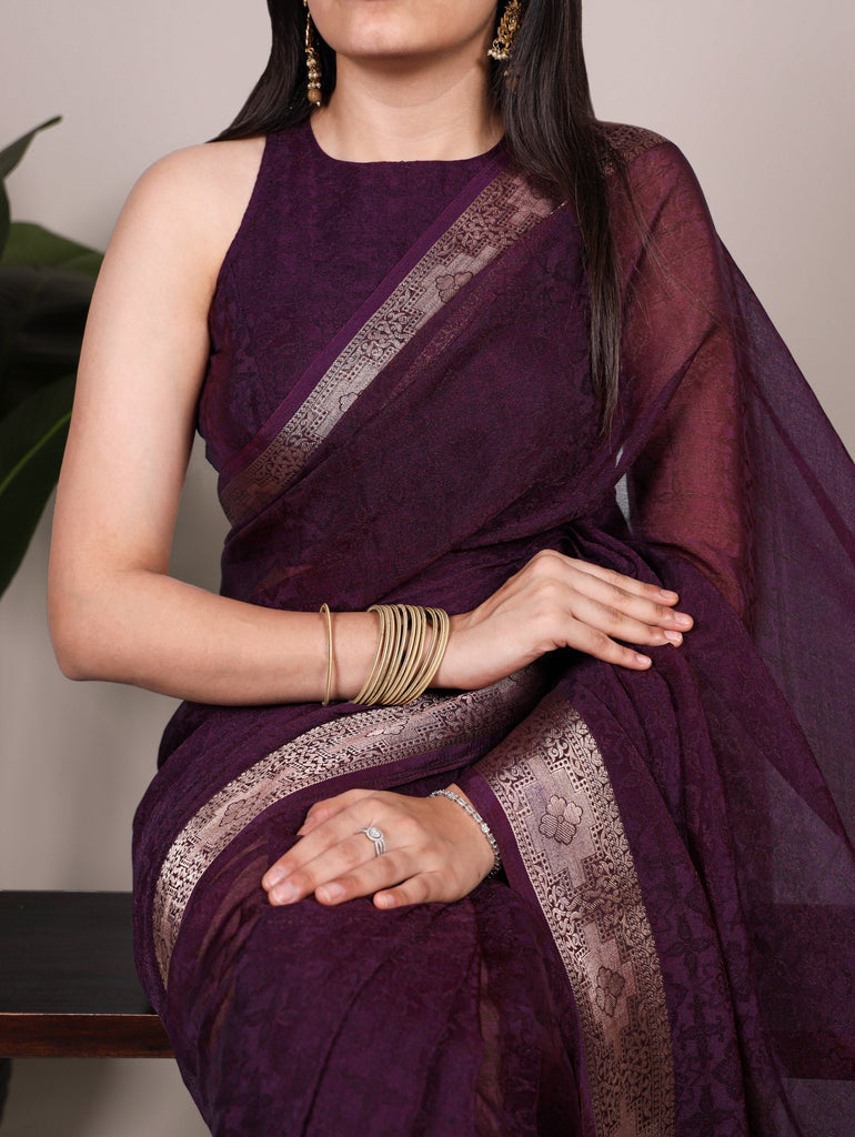 Poly Shimmer Zari Weaving Saree with Matching Unstitched Blouse Piece – Festive & Wedding Party Wear Saree for Women ClothsVilla.com