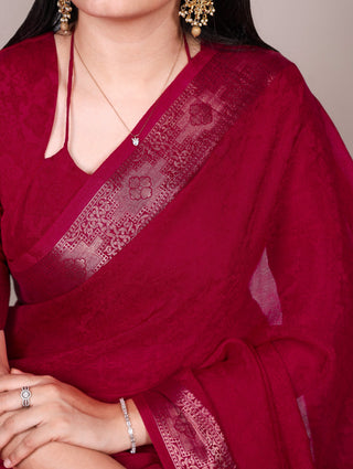 Poly Shimmer Zari Weaving Saree with Matching Unstitched Blouse Piece – Festive & Wedding Party Wear Saree for Women ClothsVilla.com