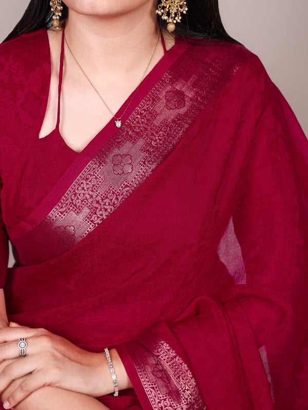 Poly Shimmer Zari Weaving Saree with Matching Unstitched Blouse Piece – Festive & Wedding Party Wear Saree for Women ClothsVilla.com