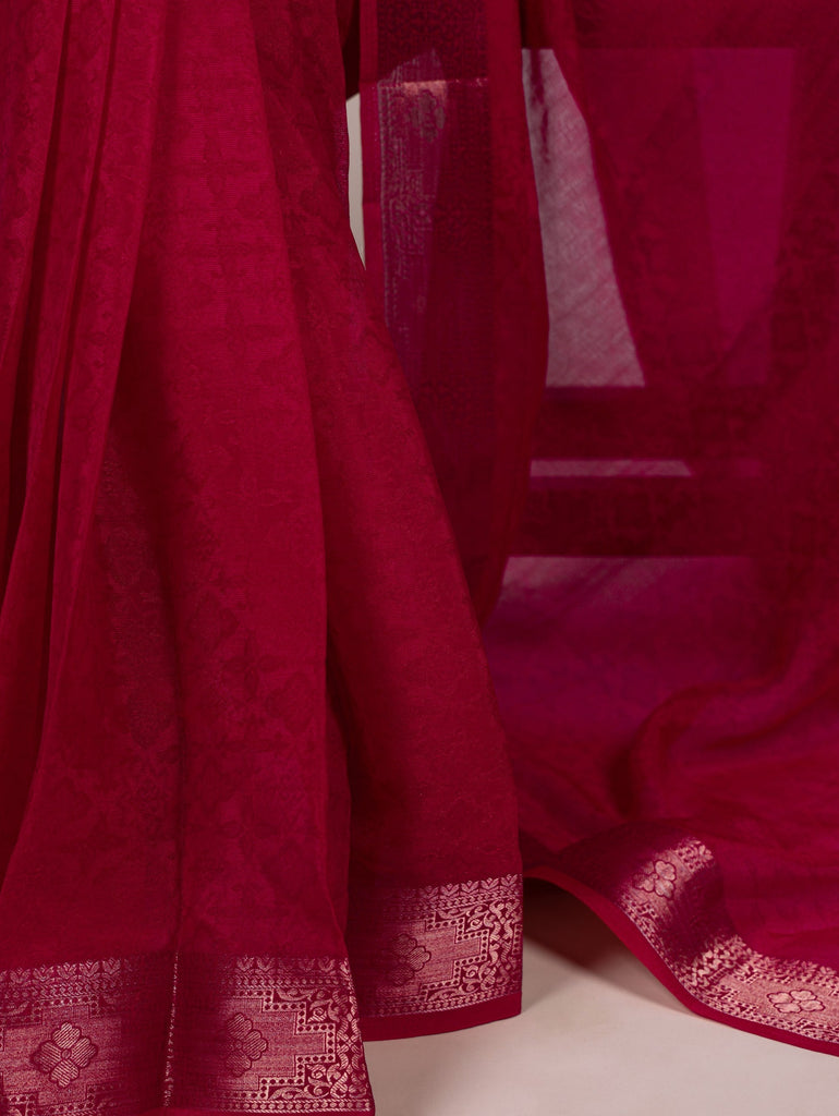 Poly Shimmer Zari Weaving Saree with Matching Unstitched Blouse Piece – Festive & Wedding Party Wear Saree for Women ClothsVilla.com