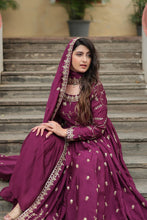 Load image into Gallery viewer, Premium Designer Readymade Top-Sharara-Dupatta  Sequins Embroidered Chinon Suit Wine (Copy) Clothsvilla