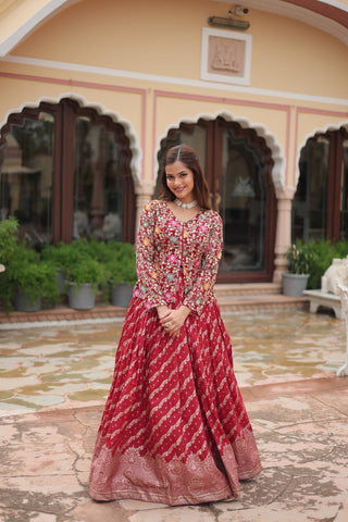 Premium Designer Sequins Embroidered Readymade Co-ord Set – Maroon ClothsVilla