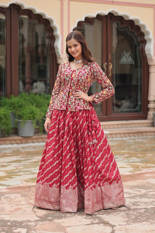 Premium Designer Sequins Embroidered Readymade Co-ord Set – Maroon ClothsVilla