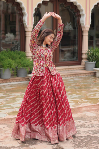 Premium Designer Sequins Embroidered Readymade Co-ord Set – Maroon ClothsVilla