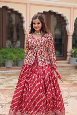 Premium Designer Sequins Embroidered Readymade Co-ord Set – Maroon ClothsVilla