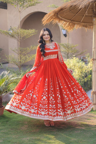 Premium Georgette Embroidered Gown ClothsVilla