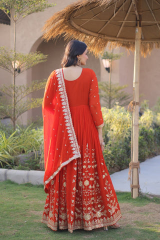 Premium Georgette Embroidered Gown ClothsVilla