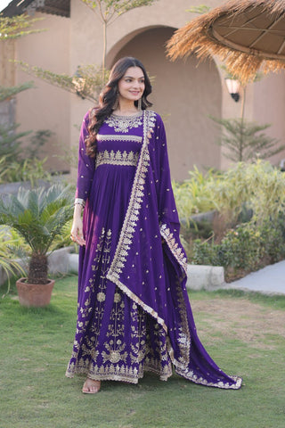 Premium Georgette Embroidered Gown ClothsVilla