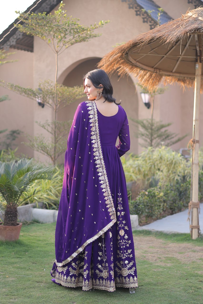 Premium Georgette Embroidered Gown ClothsVilla