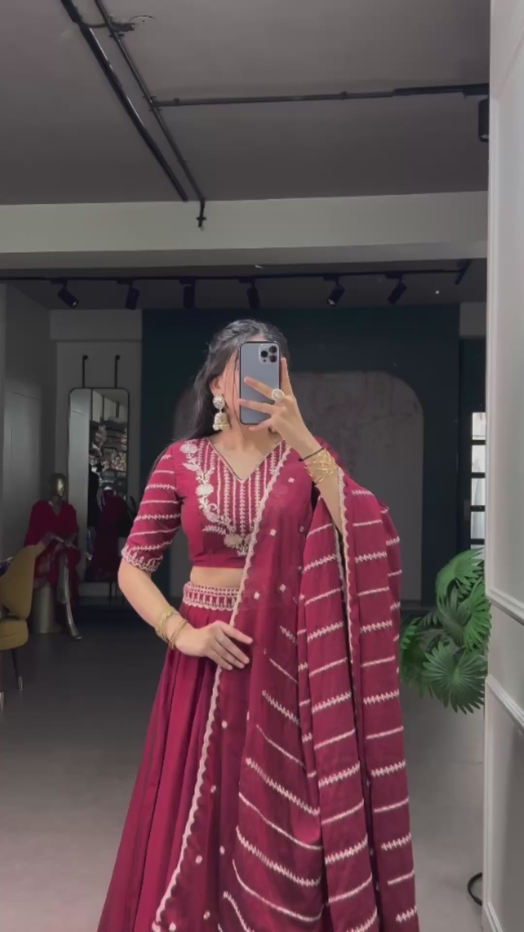 Maroon Rangoli Crush Embroidered Lehenga