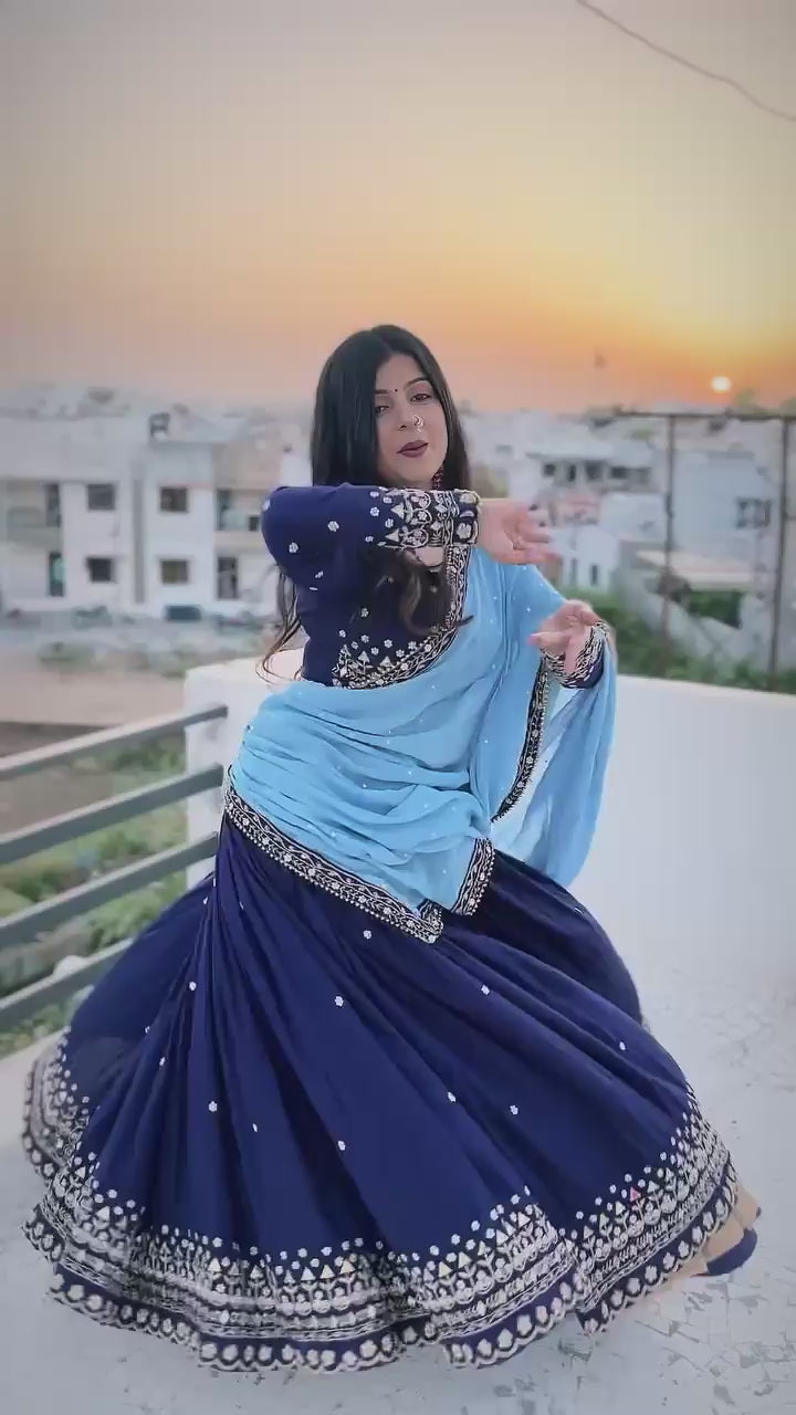 Blue Soft Georgette Lehenga choli with Embroidery work with Soft Georgette Dupatta
