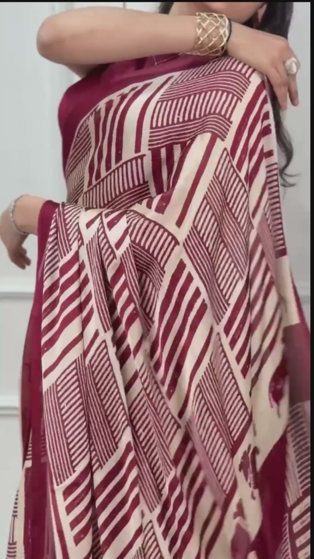 Elegant Satin Chiffon Printed Saree