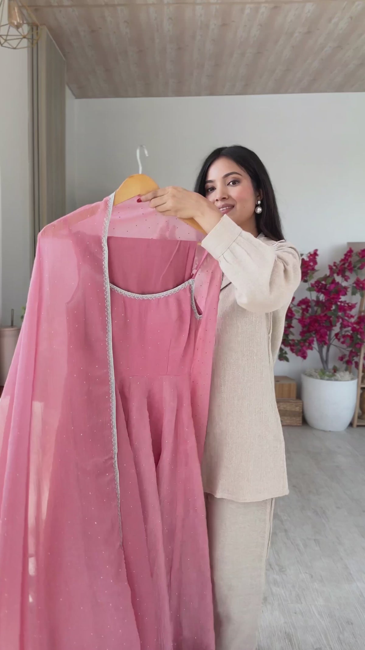 Pink Designer Flared Anarkali Suit