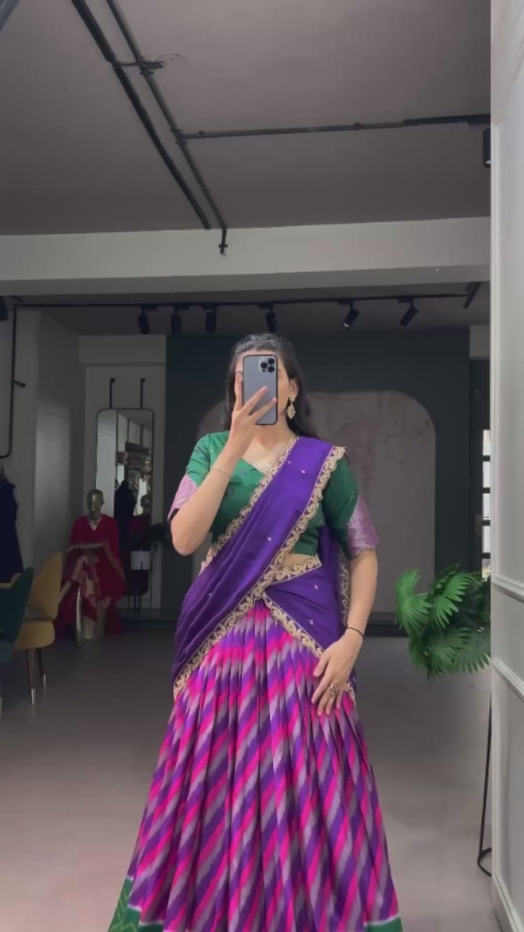 Green Silk Leheriya Print Lehenga Choli