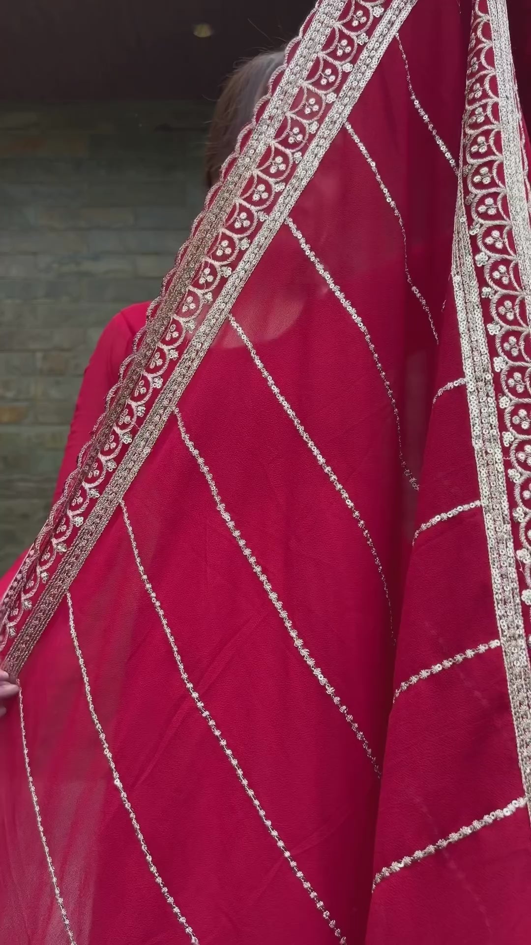 Maroon Sequence Embroidered Georgette Anarkali Suit with Dupatta