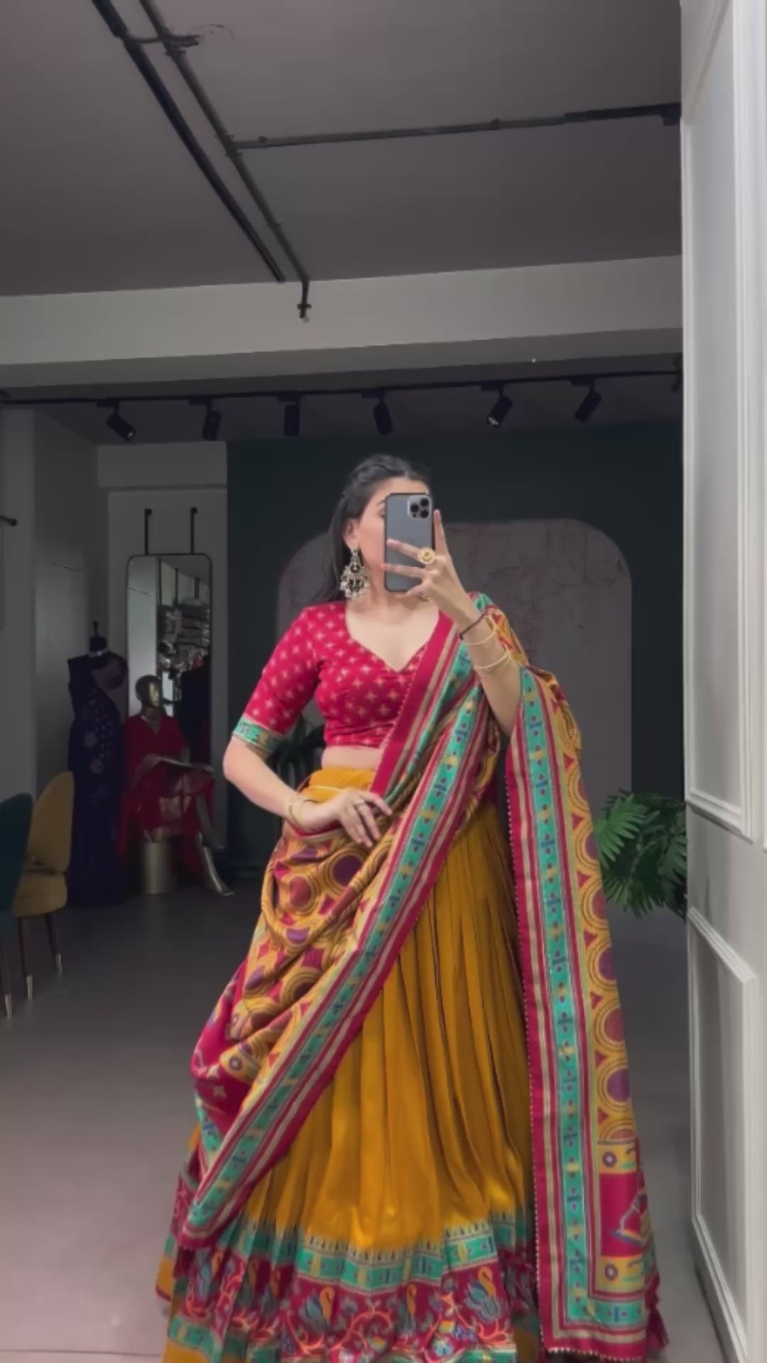 Pink Silk Printed Lehenga Set