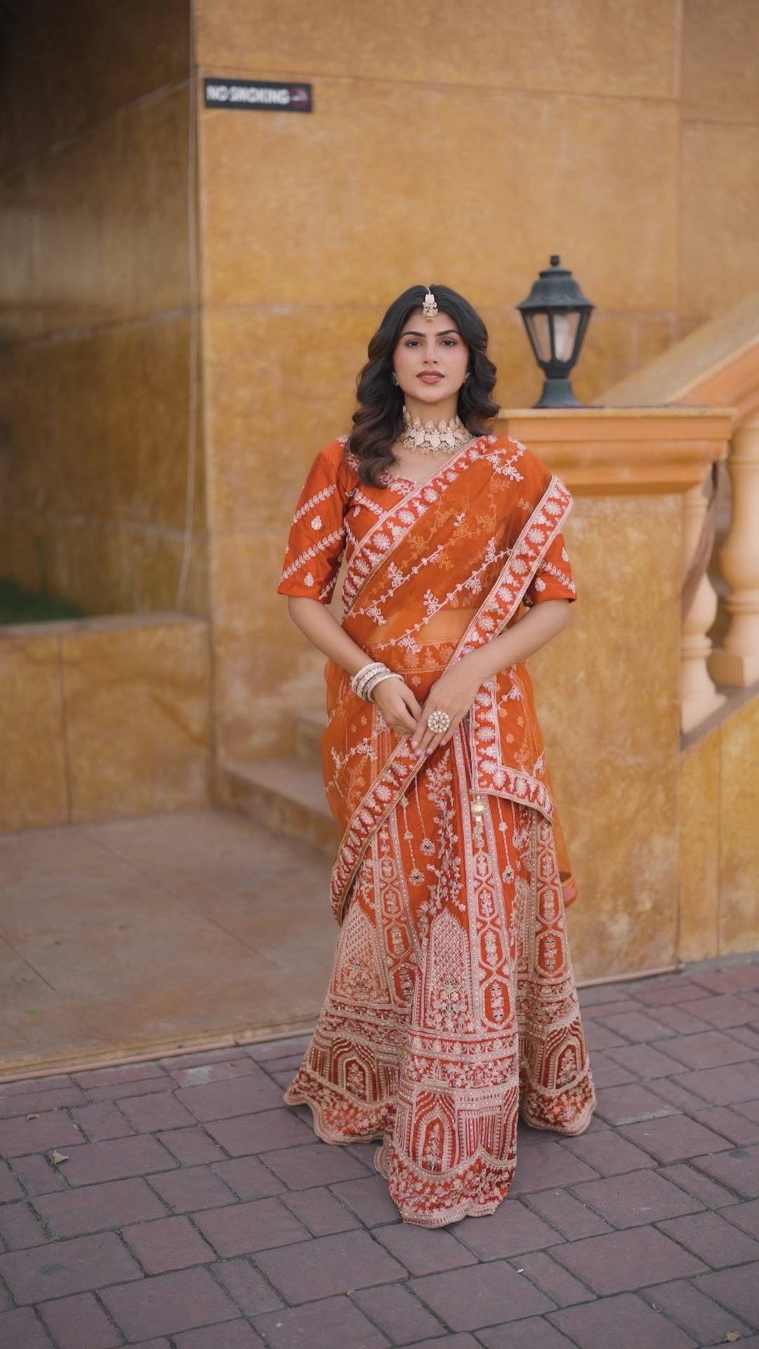 Rust Orange Royal Silk Bridal Lehenga
