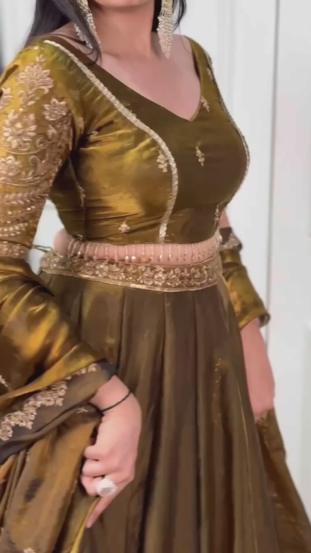Teal Fendi Sequins Embroidered Lehenga