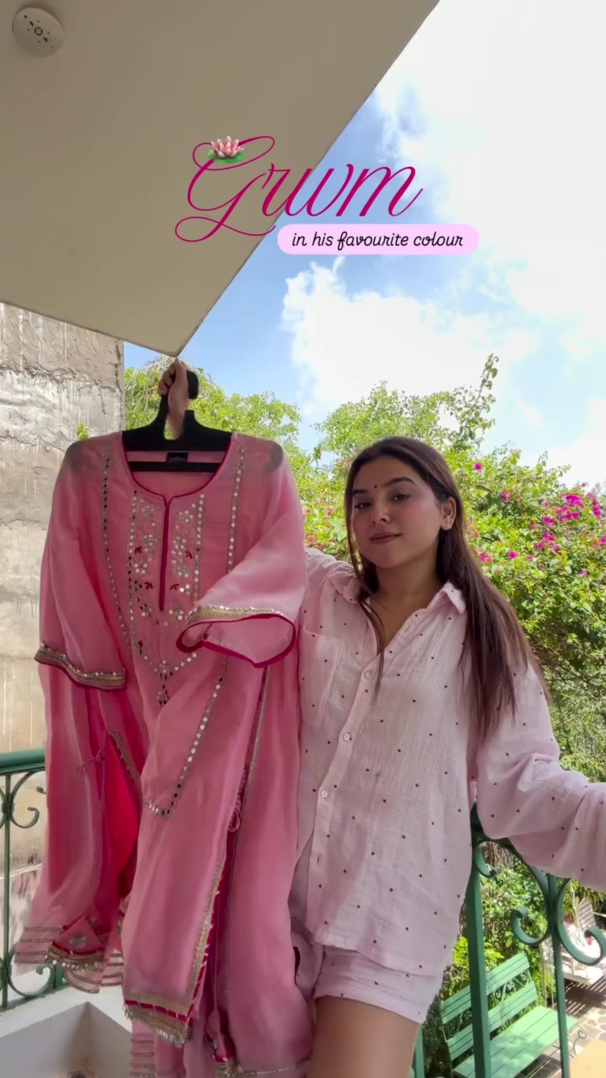 Baby Pink Silk Sharara Suit with Lace Work