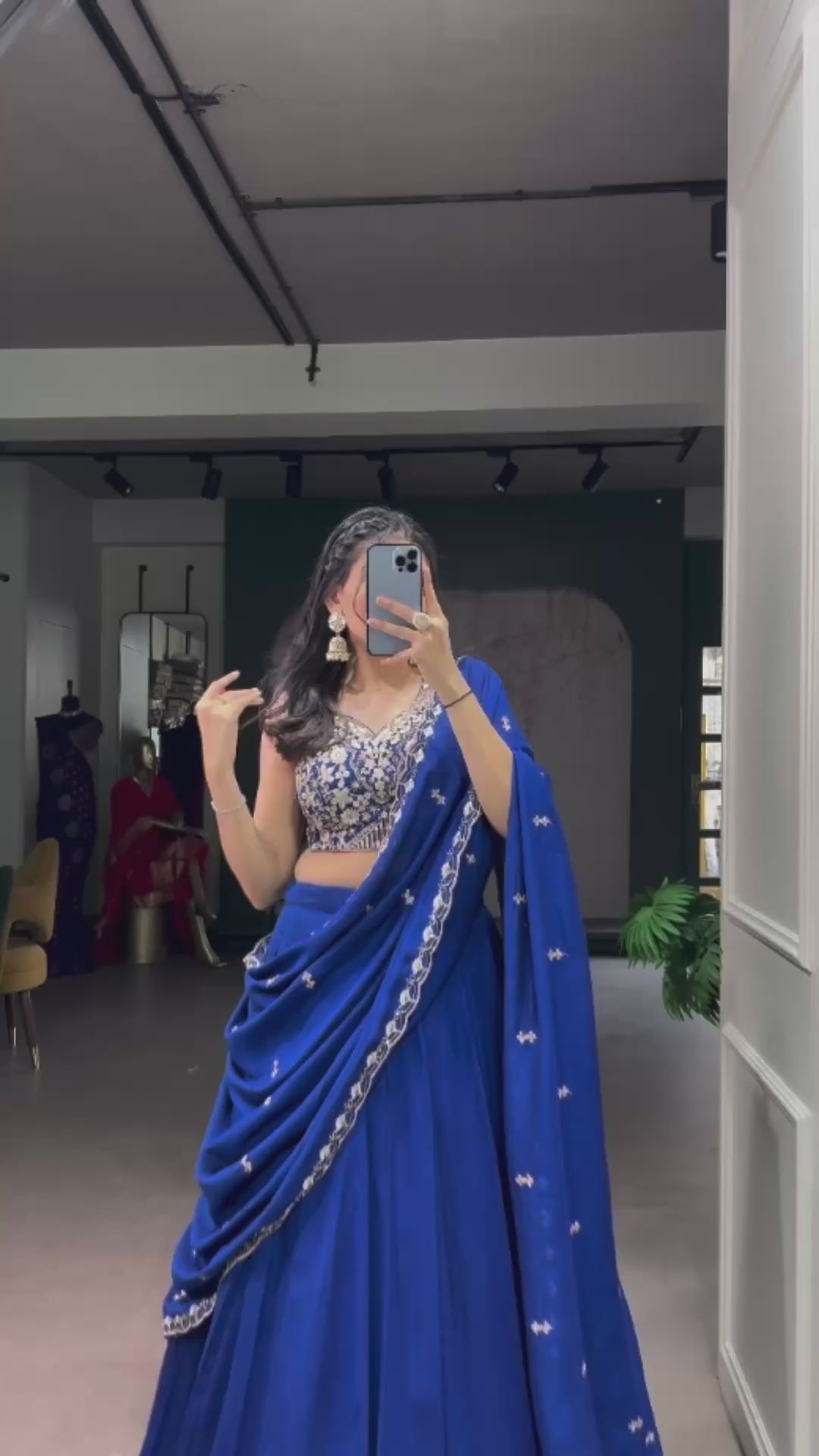 Royal blue Kashmiri Embroidered Lehenga
