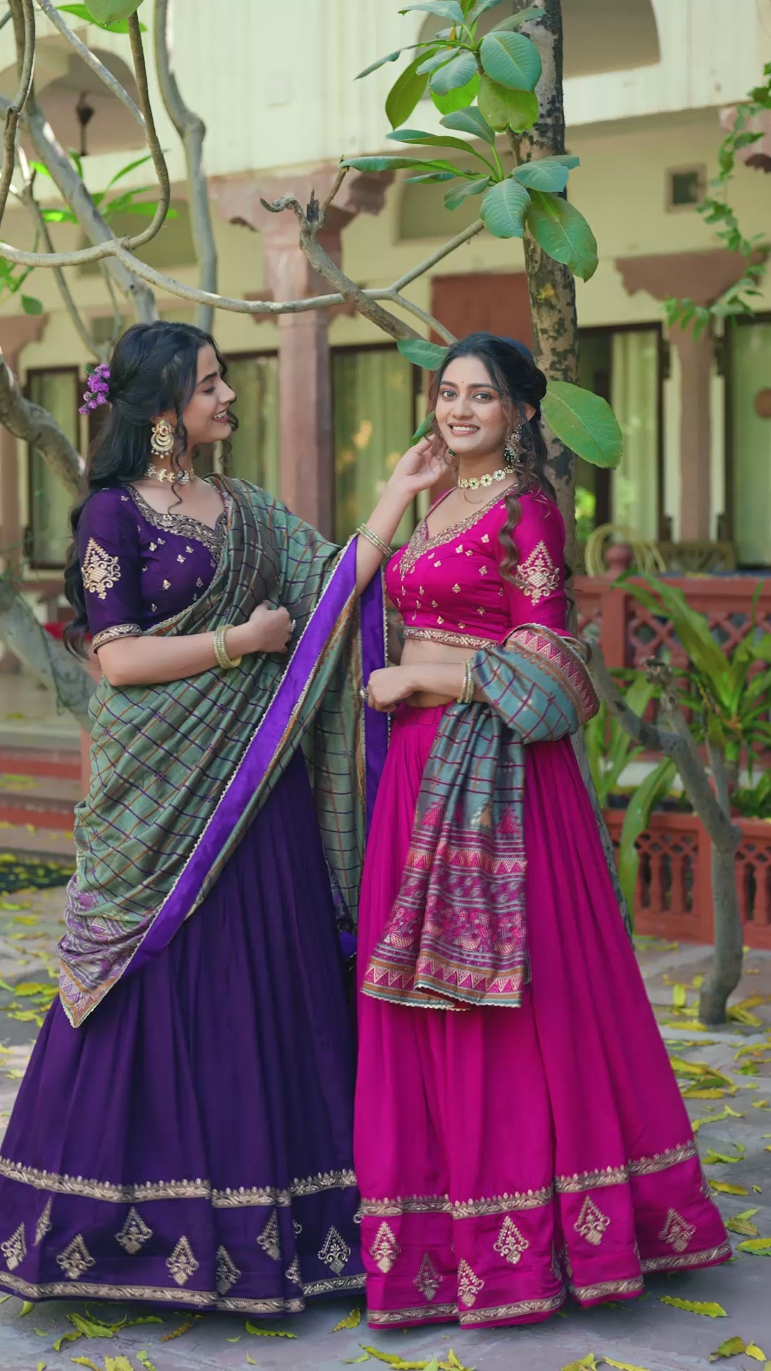 Purple Silk Embroidered Lehenga Set