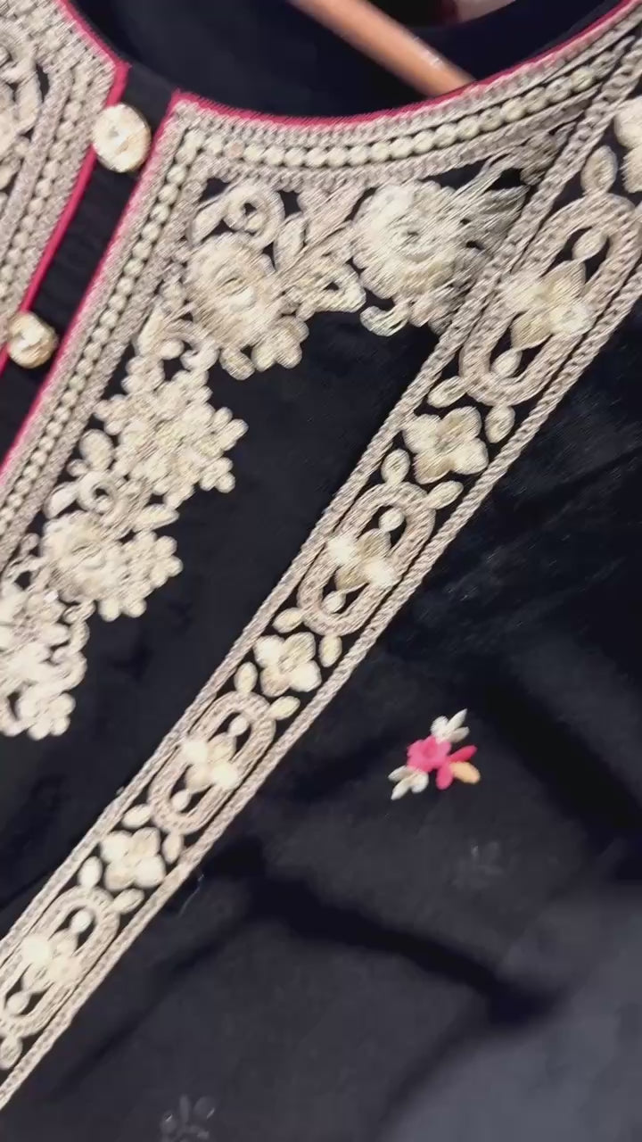 Black Embroidered Sequins & Dori Work Plazzo Set